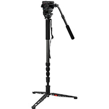 Load image into Gallery viewer, Acebil Carbon Fiber Monopod Kit, Includes MP-C200 Monopod with Floor Spreader, H805 Flat Base Head, S11 Carrying Case
