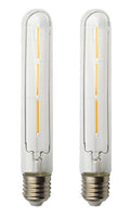 JCKing 2-Pack 3W E27 LED Filament Tube Light Bulb, Tube Shape Bullet Top, 40W Equivalent Replacement Warm White 2700K 270LM