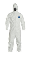 Du Pont Ty127 S Tyvek Protective Coverall With Hood With Safety Instructions, Elastic Cuff, Large, Whi