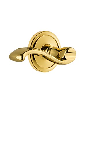 Grandeur 813400 Circulaire Rosette Passage with Portofino Lever in Polished Brass, 2.75 Right-Handed