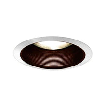 Load image into Gallery viewer, Jesco Lighting TM608ABWH 6-Inch Aperture Line Voltage Trim Recessed Light, Step Baffled Trim, Antique Bronze Finish with White Trim
