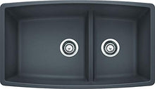 Load image into Gallery viewer, Blanco, Cinder 441474 Performa Silgranit 60/40 Double Bowl Undermount Kitchen Sink With Low Divide
