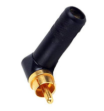 Load image into Gallery viewer, Switchcraft 3502RABAU Right Angle Cable MNT. RCA Plug Solder Terminal Gold/Black

