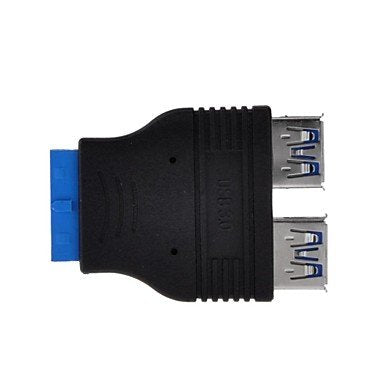 FASEN MIni Portable Motherboard 20-Pin Socket to Dual USB 3.0 Female Ports Converter