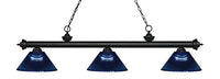Z-Lite 200-3MB-ARDB Riviera - 3 Light Island/Billiard in Billiard Style - 14.25 Inches Wide by 14.25 Inches High, Finish Color: Matte Black, Glass Color: Dark Blue