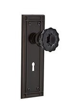 Load image into Gallery viewer, Nostalgic Warehouse 727405 Mission Plate with Keyhole Privacy Crystal Black Glass Door Knob in Timeless Bronze, 2.375
