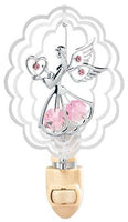 Angel Holding Heart In Scalloped Oval Night Light..... With Pink Swarovski Austrian Crystals