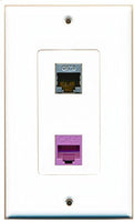 RiteAV - 1 Port Shielded Cat6 Ethernet 1 Port Cat6 Ethernet Purple Decorative Wall Plate - Bracket Included