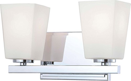 Minka Lavery Wall Light Fixtures 6542-77 City Square Reversible Glass Bath Vanity Lighting, 2 Light, 200 Watts, Chrome