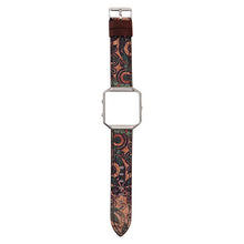 Load image into Gallery viewer, Watchband with Frame for Fitbit Blaze, Soft Leather Replacement Strap Printing Bracelet Strap for Fitbit Blaze Smart Fitness Watch (Retro Flower Green)
