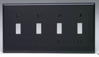 Leviton 80712-E 4-Gang Toggle Device Switch Wallplate, Standard Size, Thermoplastic Nylon, Black