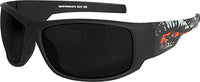 EDGE Eyewear Legends Deathproof Glasses, Matte Black & Green Frame/Smoke Vapor Shield Lens