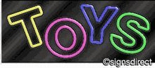 Load image into Gallery viewer, &quot;Toys&quot; Neon Sign : 137, Background Material=Clear Plexiglass
