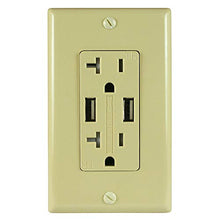 Load image into Gallery viewer, USB Charger AC Outlet 5.0 Amp 2 Ports, Ivory, 1 Pack
