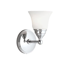 Load image into Gallery viewer, Norwell Lighting 8581-CH-BSO Sophie 1 Light Sconce (Chrome w/Bell Shiny Opal Glass)
