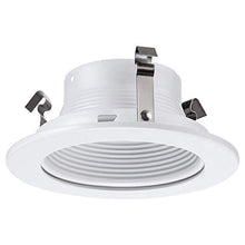 Load image into Gallery viewer, 4 Inch Light White Stepped Baffle Trim - for 4&quot; Recessed Can, Fits Halo/Juno Remodel Housing, Four Bros Lighting SB4/WHT, 6 Pack (White)
