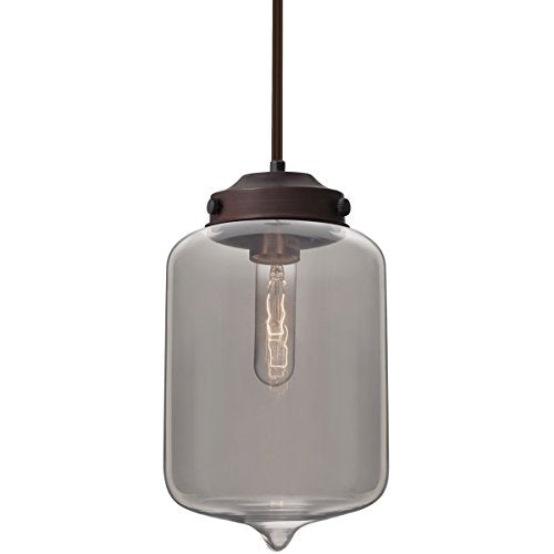 Besa Lighting 1TT-OLINSM-BR Olin - One Light Stem Pendant with Flat Canopy, Bronze Finish with Smoke Glass
