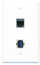 Load image into Gallery viewer, RiteAV - 1 Port RJ45 Shielded 1 Port USB 3 A-A Wall Plate - Bracket Included
