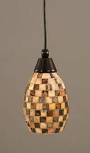 Load image into Gallery viewer, 1 Light Any Cord Mini Pendant Finish: Black Copper, Size: 5&quot; W, Shade Color: Seashell Glass
