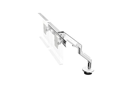 Humanscale M8 Arm with Crossbar Clamp Mount, Polished Aluminum with White Trim