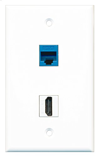 RiteAV - 1 Port HDMI 1 Port Cat6 Ethernet Blue Wall Plate - Bracket Included