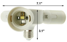 Load image into Gallery viewer, Uniox 3 in 1 Lamp sockets Adapter,Medium Base E26 / E27,Lampholder Horizontal Splitter White
