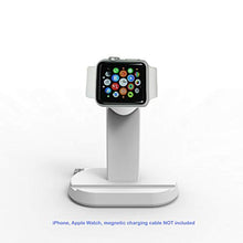 Load image into Gallery viewer, CyberTech 2 in 1 Replacement for Apple Watch and iPhone Charging Station with Built-in Insert Slots, Compatible for iPhone &amp; Apple 2015 iWatch 3 38/42 mm (White)
