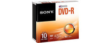 Load image into Gallery viewer, Sony 10DMR47SS 16x DVD-R 4.7GB Recordable DVD Media - 10 Pack
