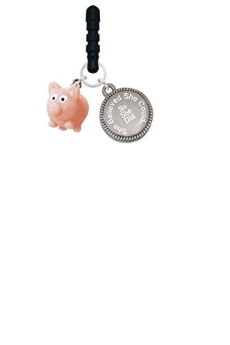 Delight Jewelry Resin Pink Pig She Believed She Could Phone Charm