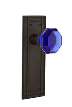 Load image into Gallery viewer, Nostalgic Warehouse 724720 Mission Plate Privacy Waldorf Cobalt Door Knob in Oil-Rubbed Bronze, 2.375
