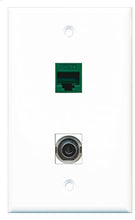 Load image into Gallery viewer, RiteAV - 1 Port 3.5mm 1 Port Cat5e Ethernet Green Wall Plate - Bracket Included

