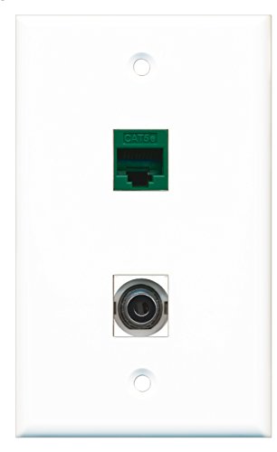 RiteAV - 1 Port 3.5mm 1 Port Cat5e Ethernet Green Wall Plate - Bracket Included