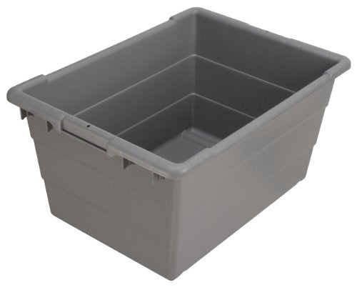 Akro-Mils 34304 Cross-Stack Plastic Tote Tub, 24-Inch by 17-Inch by 12-Inch, Case of 6, Grey