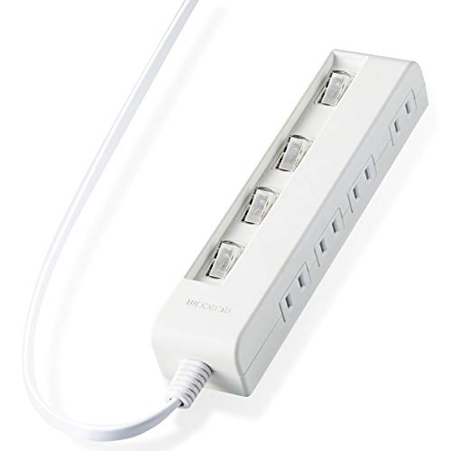 ELECOM Energy Saving Power Strip with Individual Switch Swing Plug 4 Outlet 2m [White] T-E5C-2420WH (Japan Import)