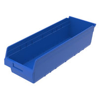 Akro-Mils 30084BLUE ShelfMax Plastic Nesting Shelf Bin Box, 23-5/8-Inch L x 8-3/8-Inch W x 6-Inch H, Blue, 6-Pack