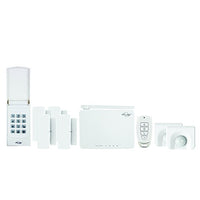 Skylink M9 M-Series Premium Kit 4-Zone Alert Alarm System, Works with up to 16 Wireless, Package Includes Door, Motion sensors, Keychain keypad Remote. No Monthly Fees, White