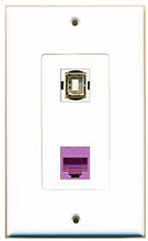 Load image into Gallery viewer, RiteAV - 1 Port Cat6 Ethernet Purple 1 Port USB B-B Decorative Wall Plate - Bracket Included
