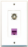 RiteAV - 1 Port Cat6 Ethernet Purple 1 Port USB B-B Decorative Wall Plate - Bracket Included