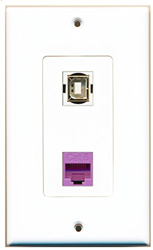 RiteAV - 1 Port Cat6 Ethernet Purple 1 Port USB B-B Decorative Wall Plate - Bracket Included
