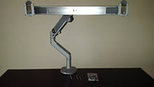 Load image into Gallery viewer, M8 Humanscale Monitor Arm Cross Bar, Dual Monitor Arm, Bolt Mount, Silver w/ Grey Trim
