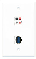 RiteAV - 1 Port USB 3 A-A 1 Port Speaker Wall Plate - Bracket Included