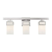 Livex 10083-91 Contemporary Modern Three Light Bath Vanity from Harding Collection in Pwt, Nckl, B/S, Slvr. Finish, Brushed Nickel