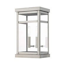 Load image into Gallery viewer, Livex 20702-91 Transitional Two Light Outdoor Wall Lantern from Hopewell Collection in Pwt, Nckl, B/S, Slvr. Finish, Brushed Nickel
