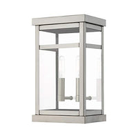 Livex 20702-91 Transitional Two Light Outdoor Wall Lantern from Hopewell Collection in Pwt, Nckl, B/S, Slvr. Finish, Brushed Nickel