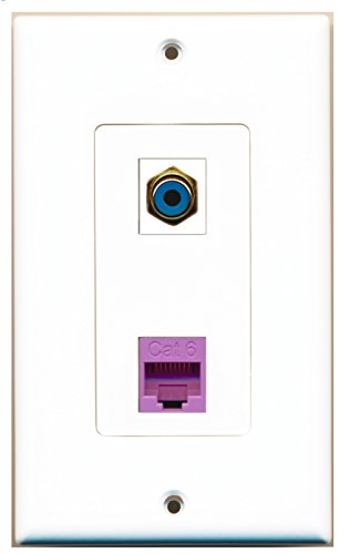 RiteAV - 1 Port RCA Blue 1 Port Cat6 Ethernet Purple Decorative Wall Plate - Bracket Included