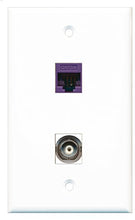 Load image into Gallery viewer, RiteAV - 1 Port BNC 1 Port Cat5e Ethernet Purple Wall Plate - Bracket Included
