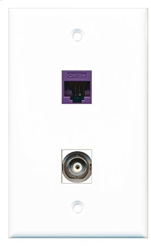 RiteAV - 1 Port BNC 1 Port Cat5e Ethernet Purple Wall Plate - Bracket Included