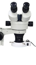 Load image into Gallery viewer, OMAX 7X-45X Zoom Binocular Single-Bar Boom Stand Stereo Microscope with 54 LED Ring Light

