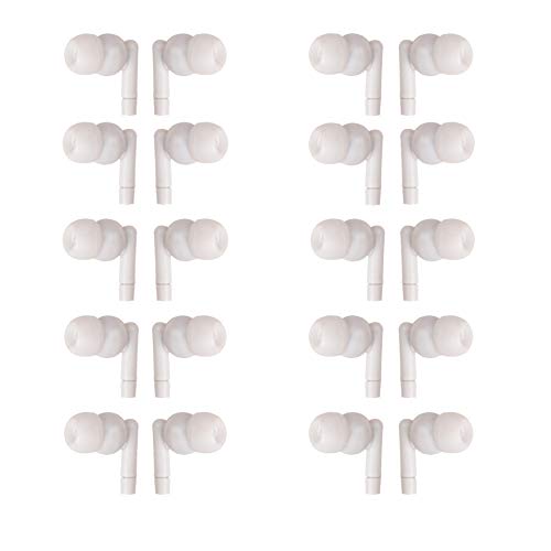 JustJamz Basic Pearl White Headphones Disposable Earbuds Bulk Earphones for Kids and Adults 30 Pack