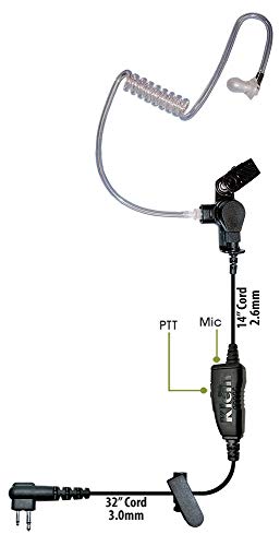 Klein Star 2 Pin Earpiece with in Line PTT Button and Mic 2 Way Radio Earpiece Headset Single Wire for Blackbox Plus Blackbox Bantam Motorola CP Series and Other 2 pin Radios
